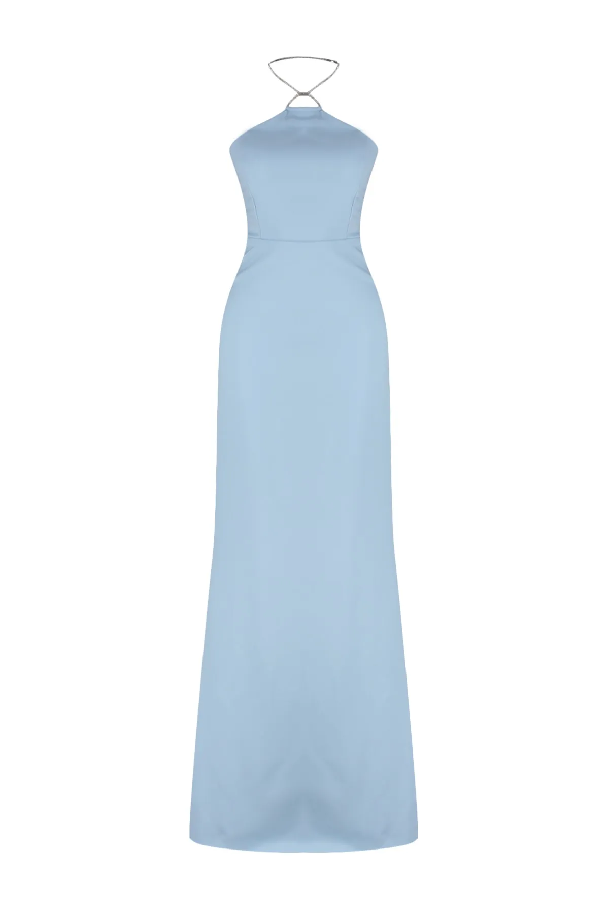 Trendyol Collection  Hellblaues, gefüttertes, gewebtes, glänzendes, mit Schmucksteinen besetztes, langes Abendkleid TPRSS23AE00160