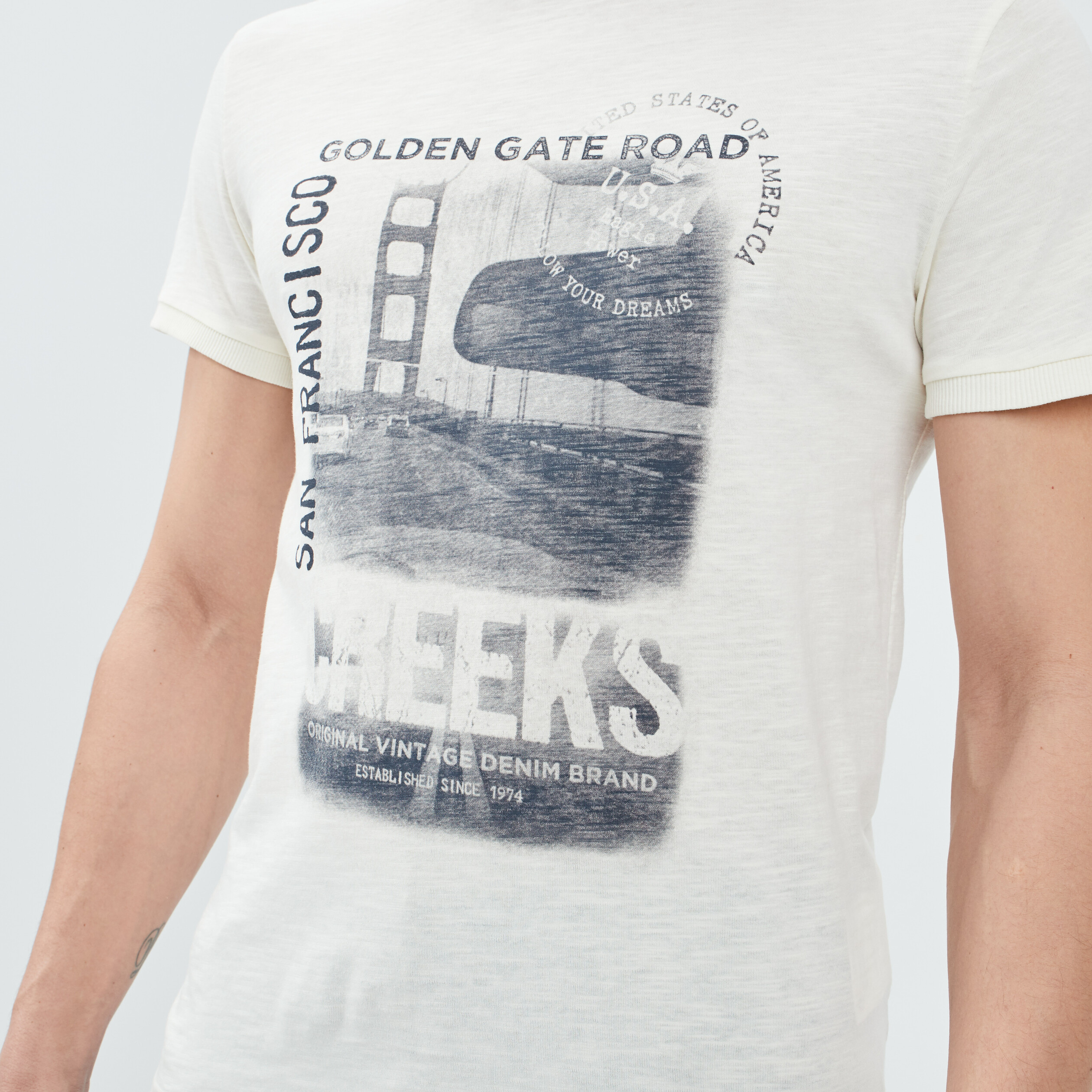 T-shirt manches courtes Creeks ivoire homme | La Halle
