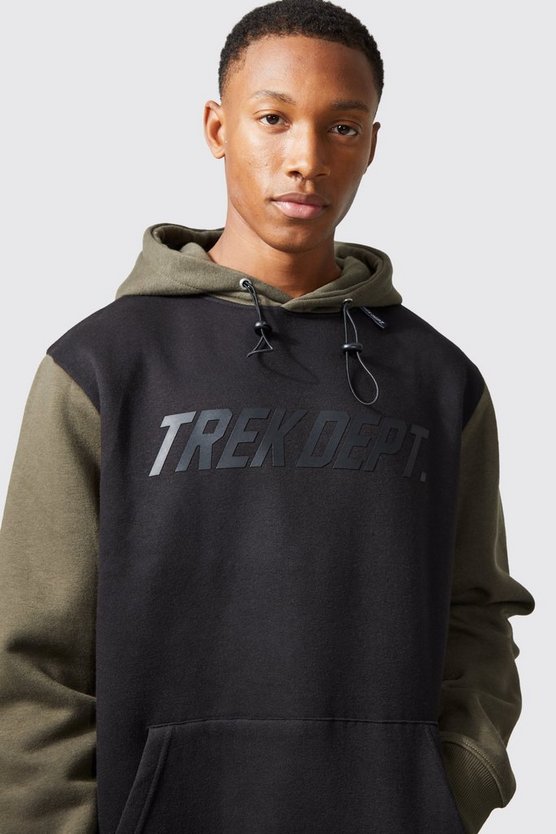 Active Oversize Colorblock Hoodie mit Trekking Dept Print