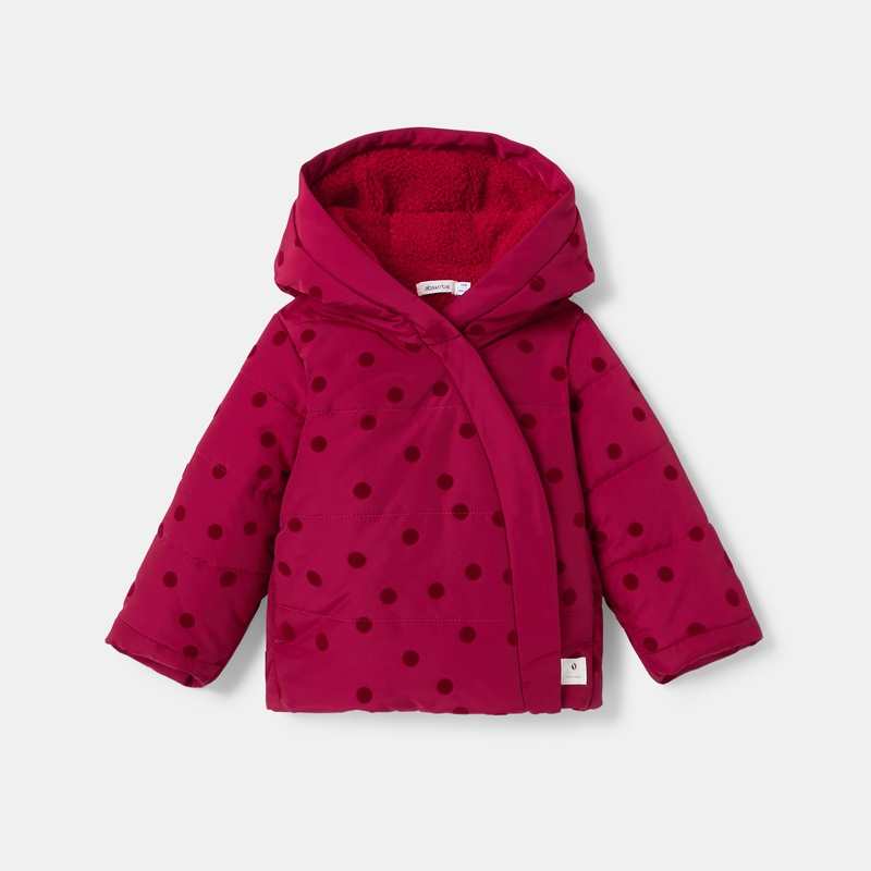 Doudoune à capuche imprimé pois rouge bébé fille Absorba