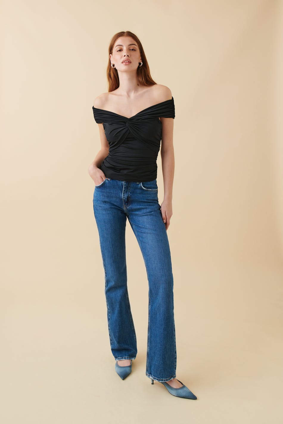Twisted off shoulder top
