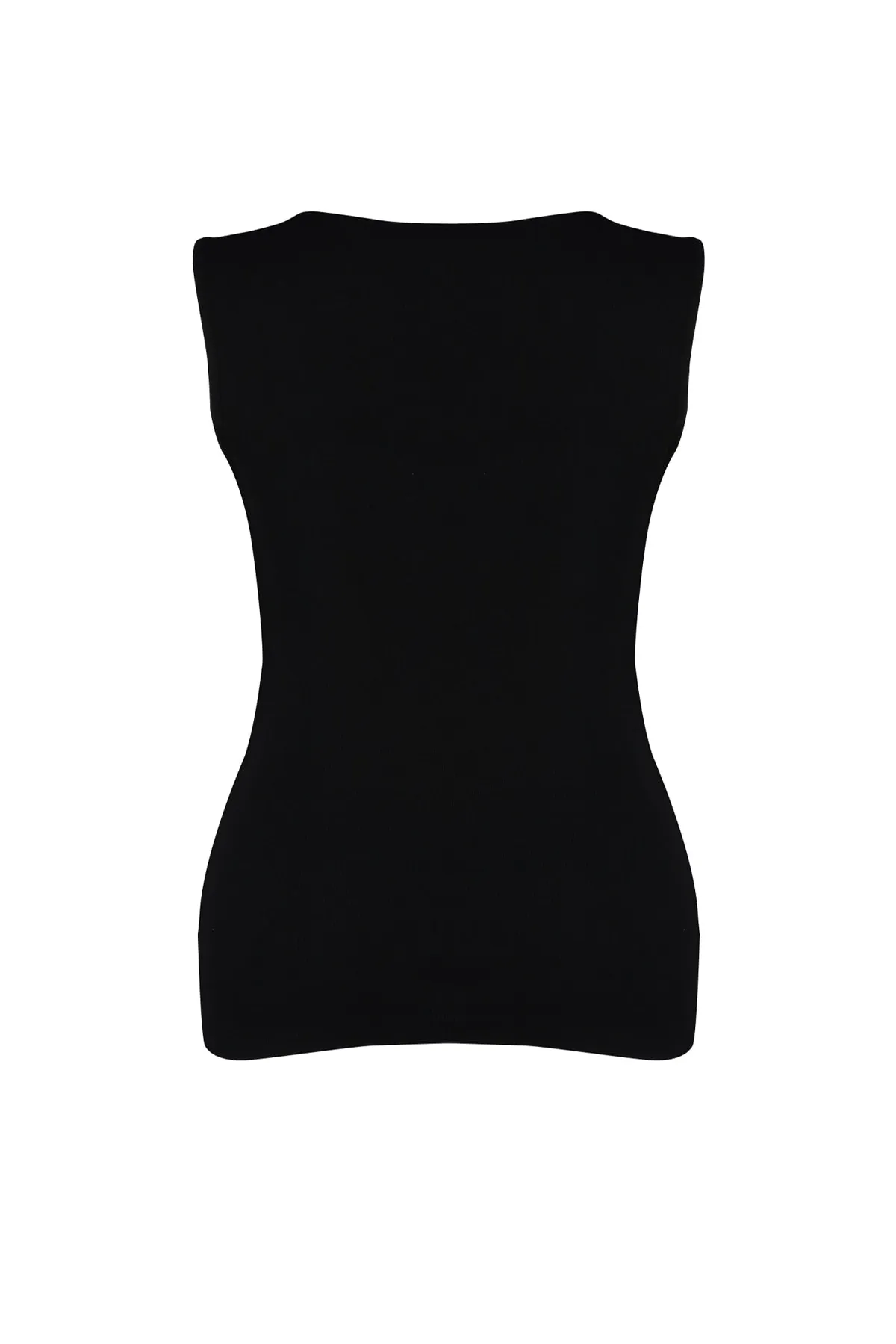 Trendyol Curve  Schwarzes Basic-Strick-Tanktop mit schnurgebundenem quadratischem Kragen TBBSS22AL0011