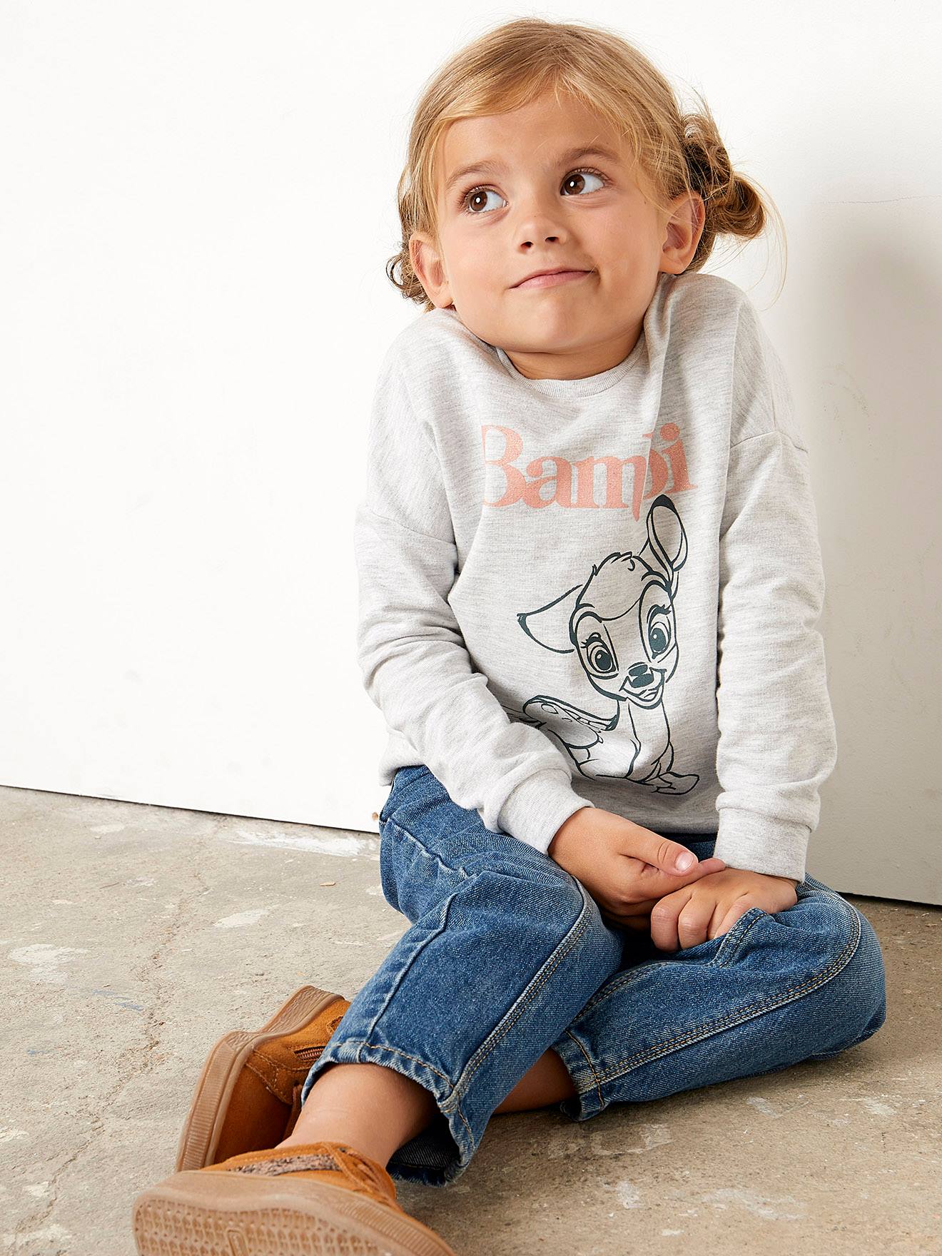 Sweat fille DS® Bambi gris chiné animé