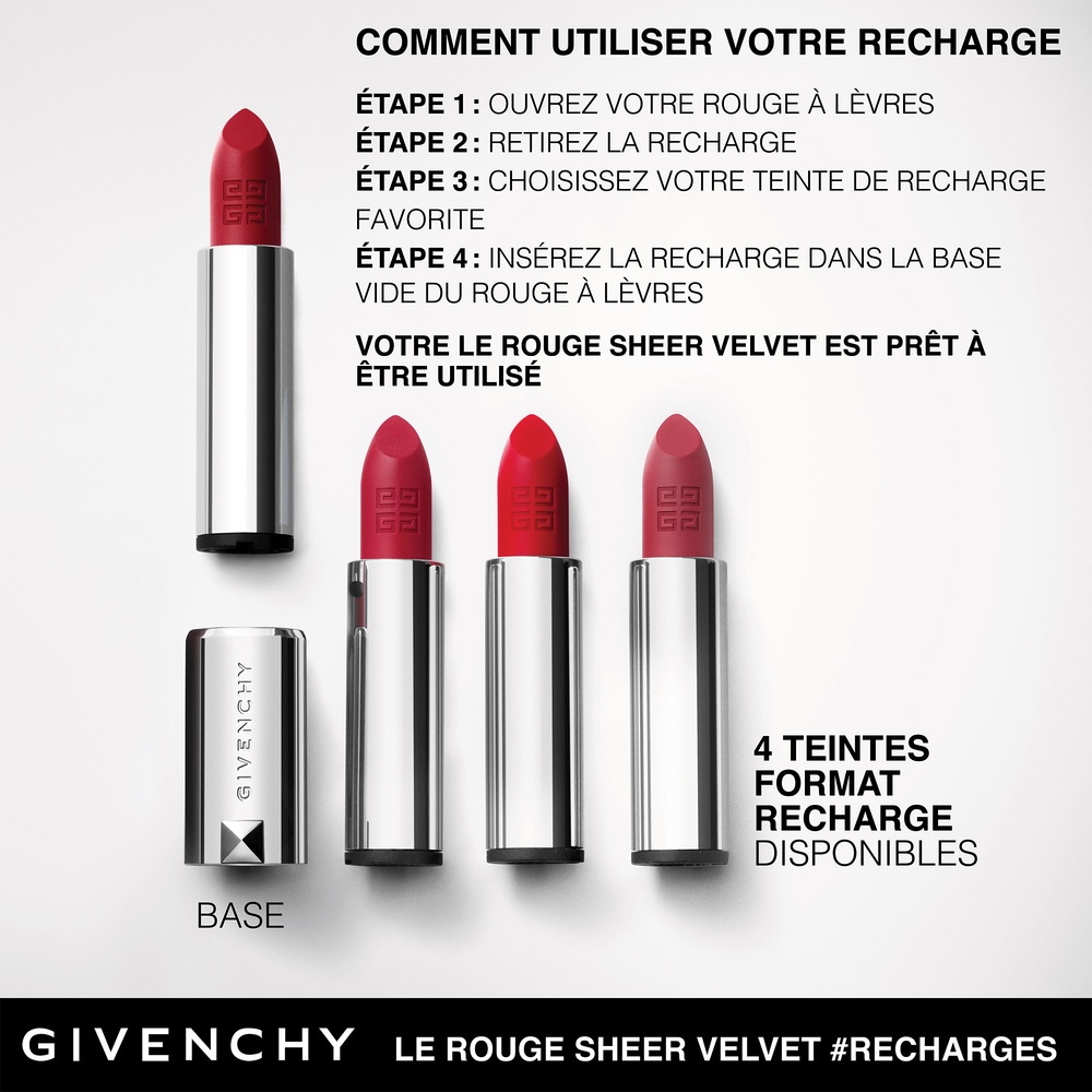 Givenchy Le Rouge Sheer Velvet Recharge Rouge à lèvres mat effet floutant rechargeable