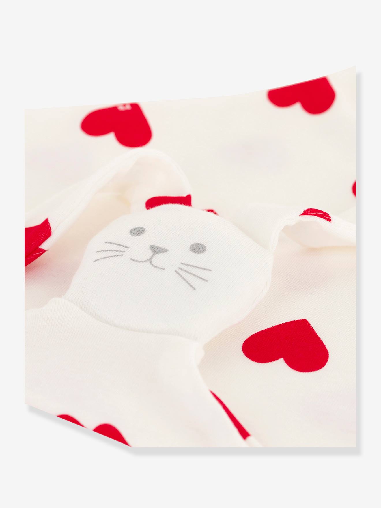 Doudou coeur en coton PETIT BATEAU blanc imprimé