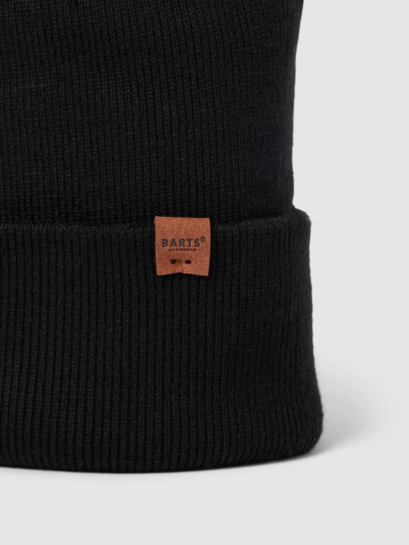 Beanie mit Label-Detail Modell 'WILLES' in schwarz