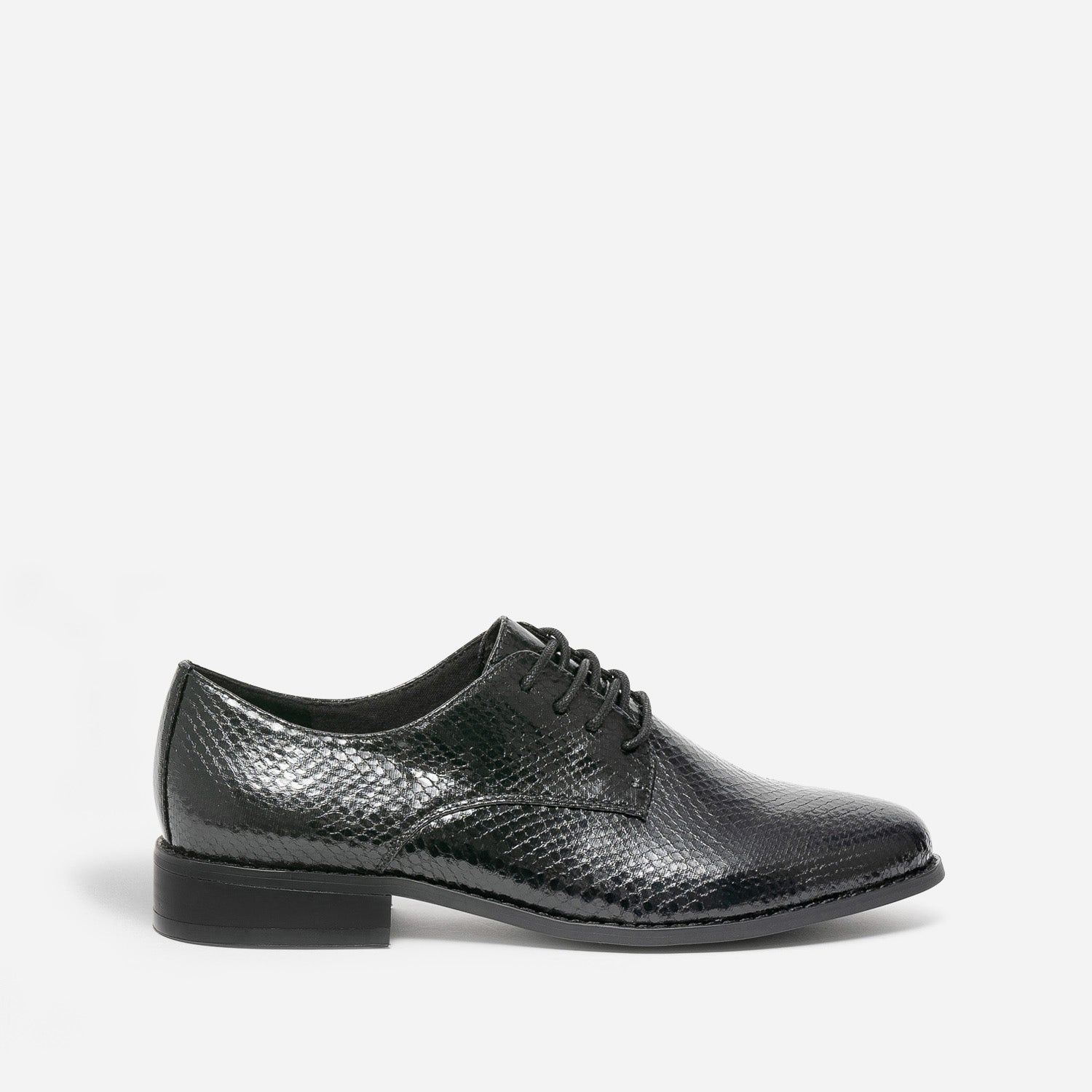 Derby éco-conçu noir verni effet python