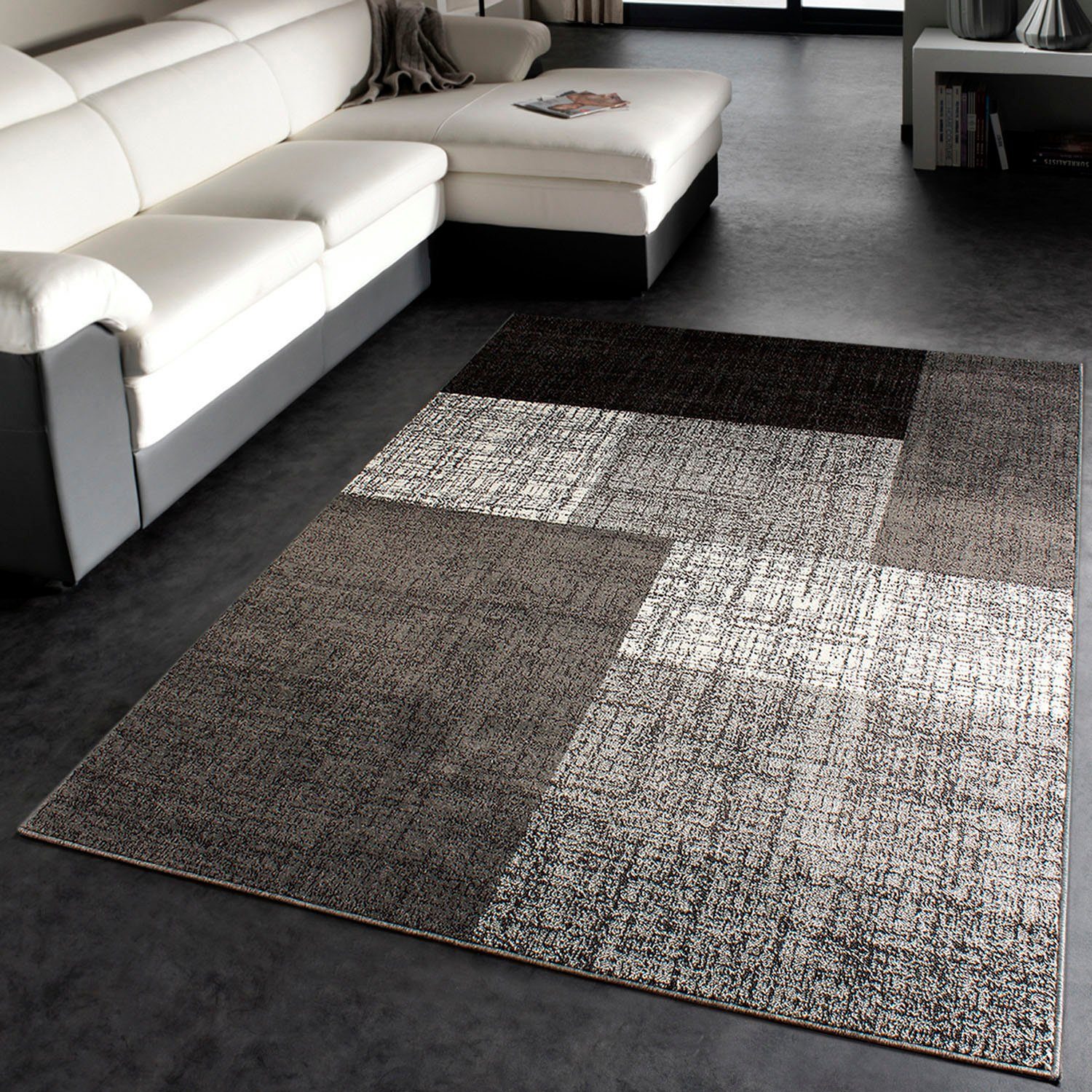Teppich Mondial 105, Paco Home, rechteckig, Höhe: 13 mm, Kurzflor, modernes Karo Muster, ideal im Wohnzimmer & Schlafzimmer