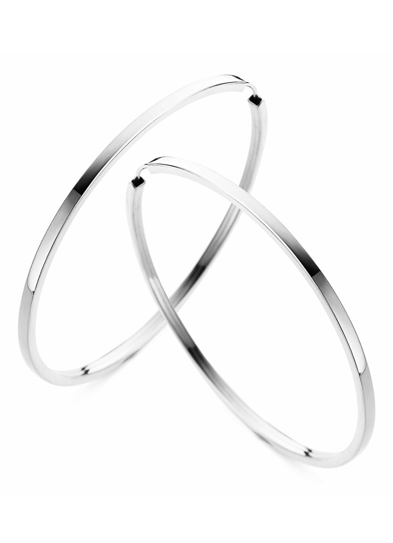 Casa Jewelry Snap Thin Square 65 silver hoop earrings