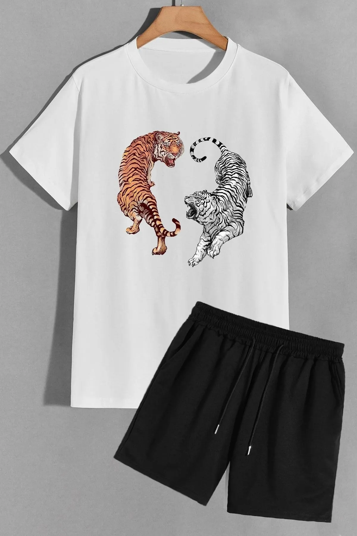 trendypassion  Tiger Shorts T-Shirt-Trainingsanzug-Set