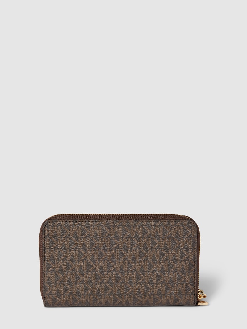 Portemonnaie mit Allover-Logo-Muster Modell 'JET SET' in dunkelbraun