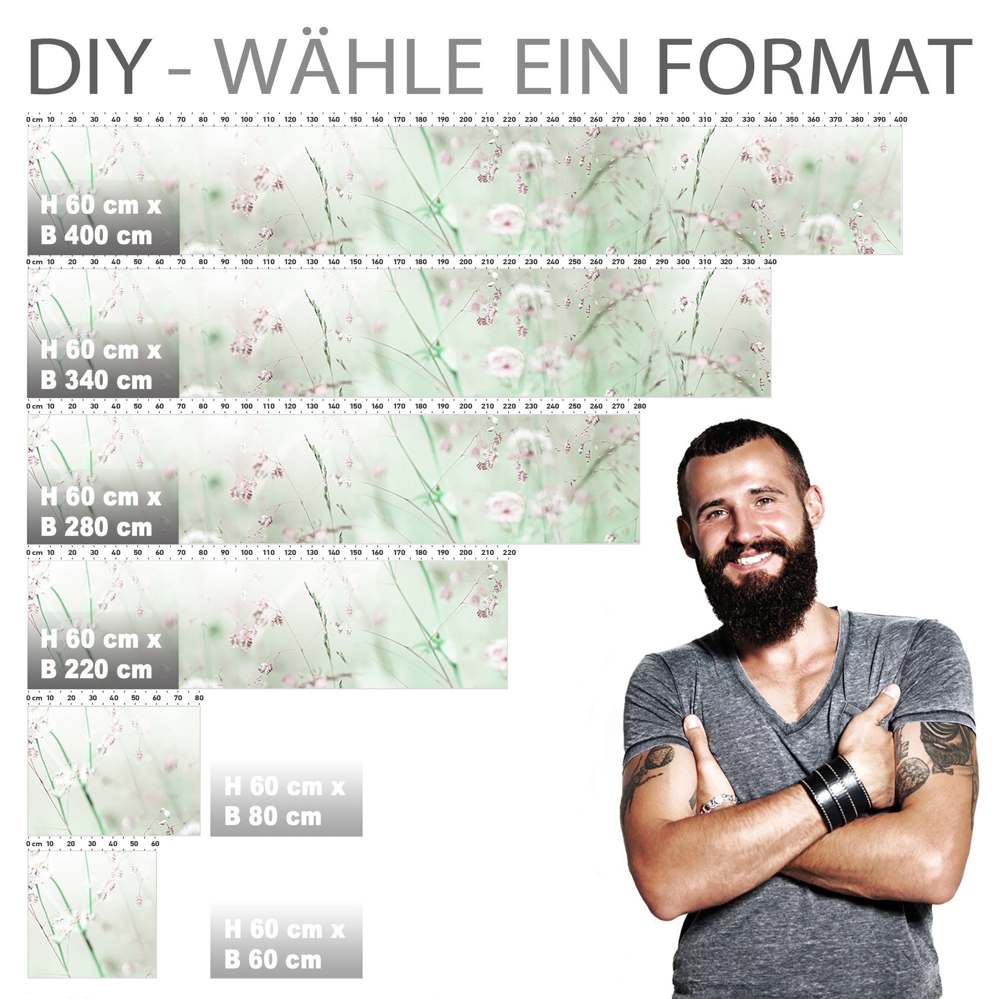 Stickerprofis Küchenrückwand WILDBLUMENWIESE, (Premium), 1,5mm, selbstklebend, hält auf besonders vielen Öberflächen