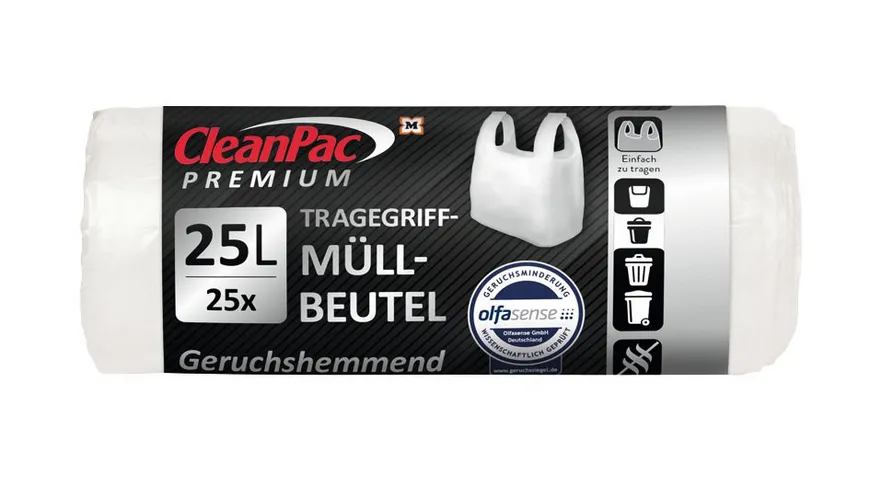 CleanPac Müllbeutel mit Tragegriffen geruchshemmend