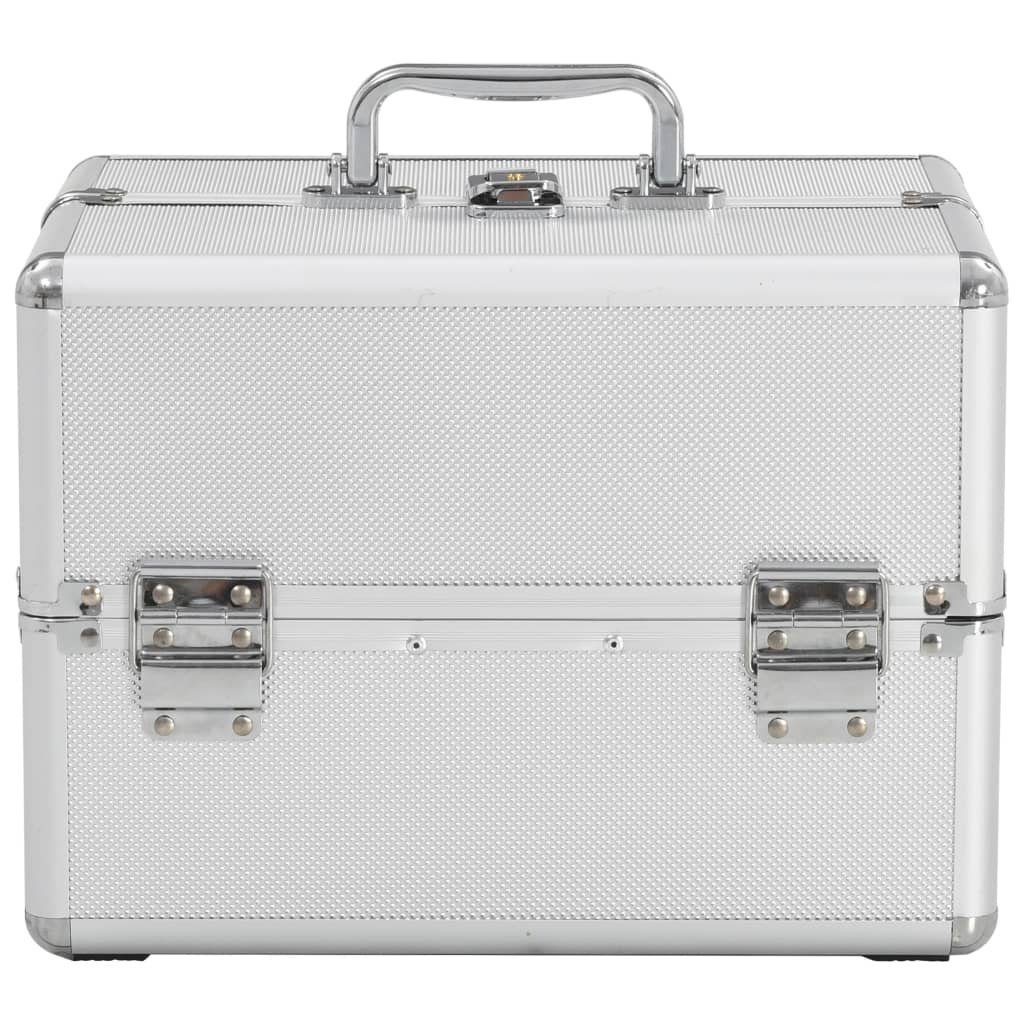 vidaXL Kosmetik-Koffer Kosmetikkoffer 22x30x21 cm Silbern Aluminium