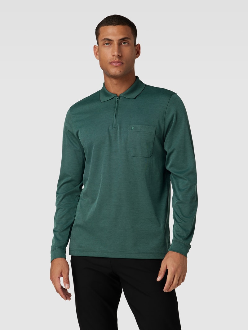 Poloshirt mit kurzer Reißverschlussleiste in grün