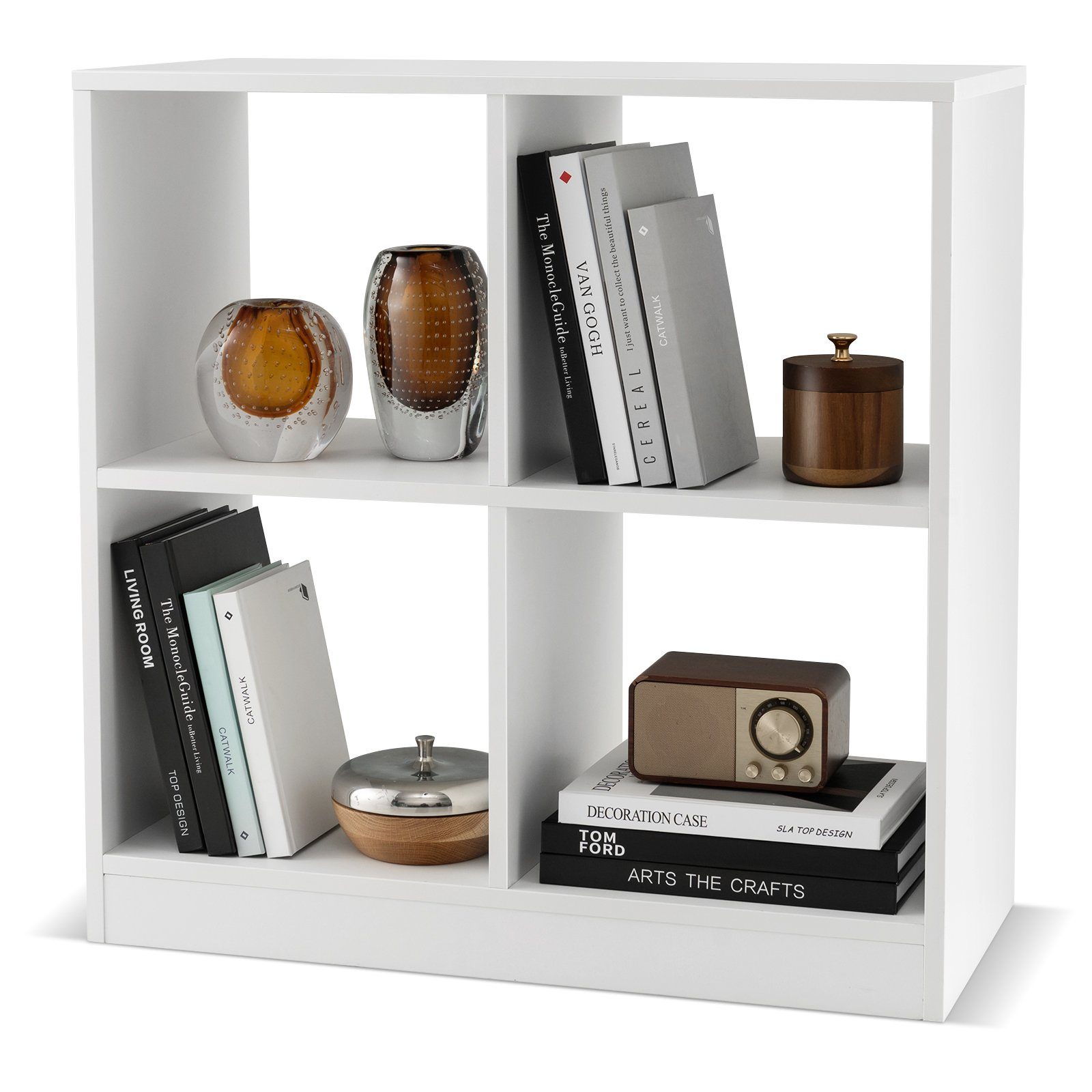 COSTWAY Bücherregal, mit 4 Fächern, 73 x 33 x 73 cm