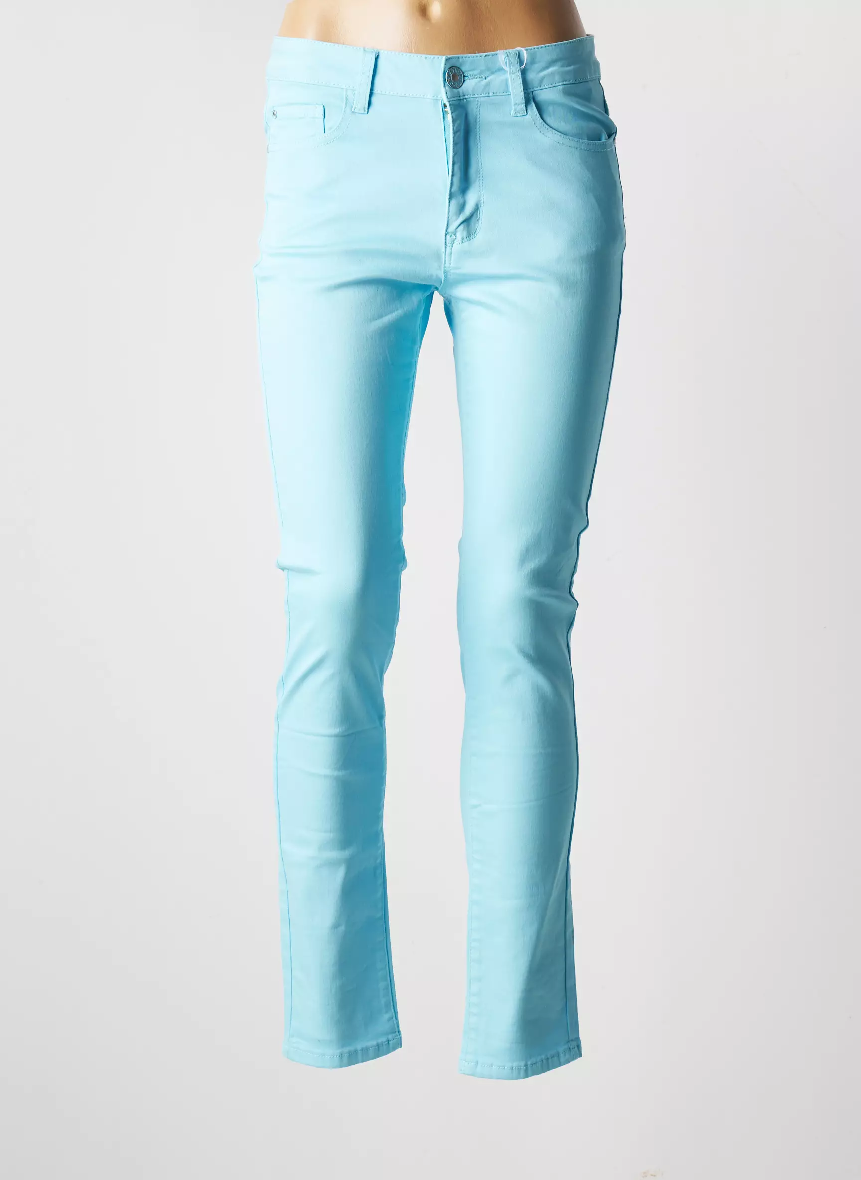 Ky Creation Jeans Coupe Slim Femme couleur bleu