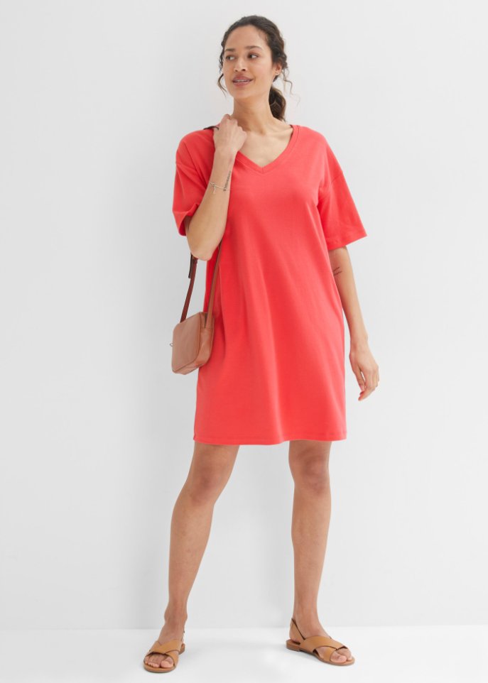 T-Shirtkleid mit V-Ausschnitt, oversize (2er Pack)