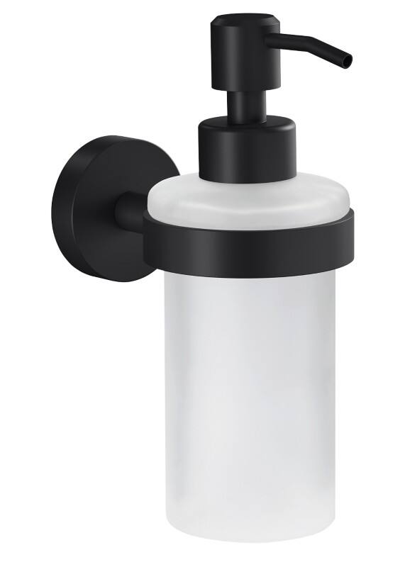 tesa Moon Seifenspender 200 ml Metall, Milchglas Schwarz