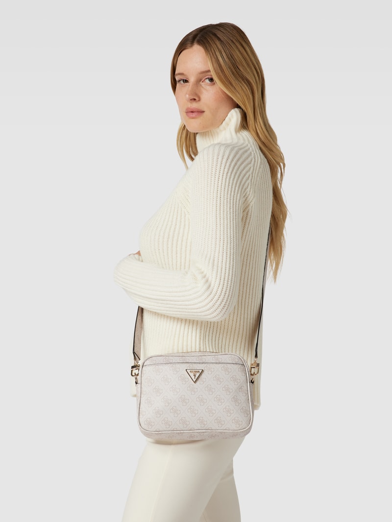 Camera Bag mit Allover-Logo Modell 'MERIDIAN' in hellrosa