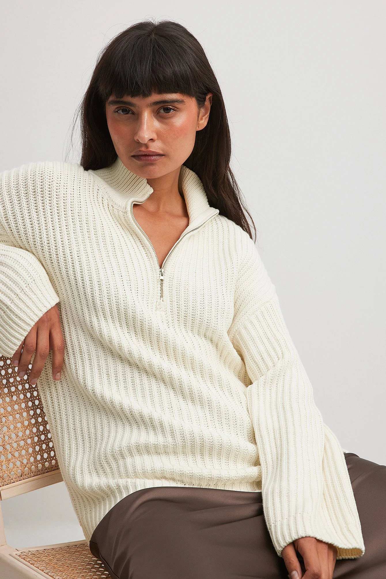 Reißverschluss vorne Strickpullover