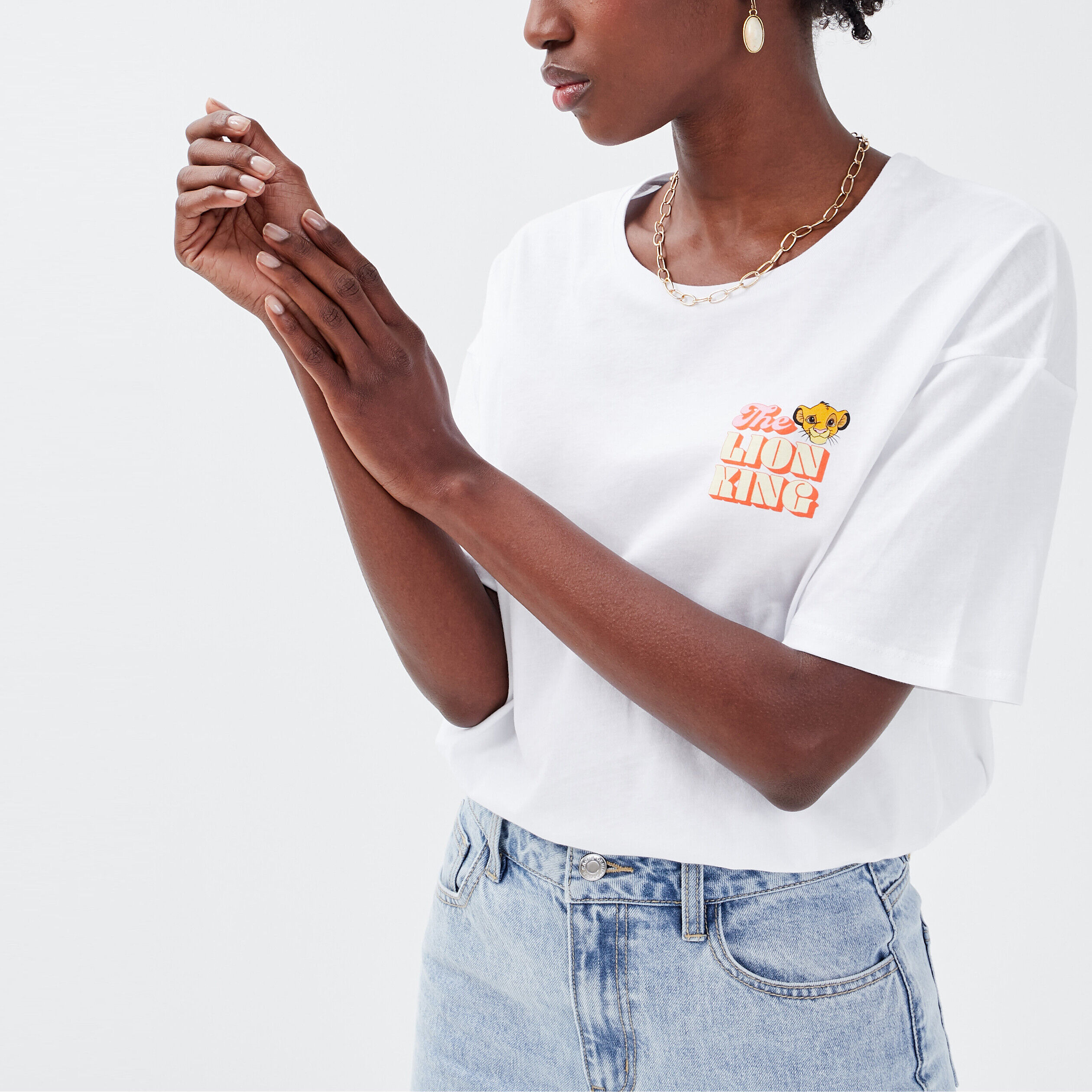 T-shirt Le Roi lion blanc femme | Cache Cache