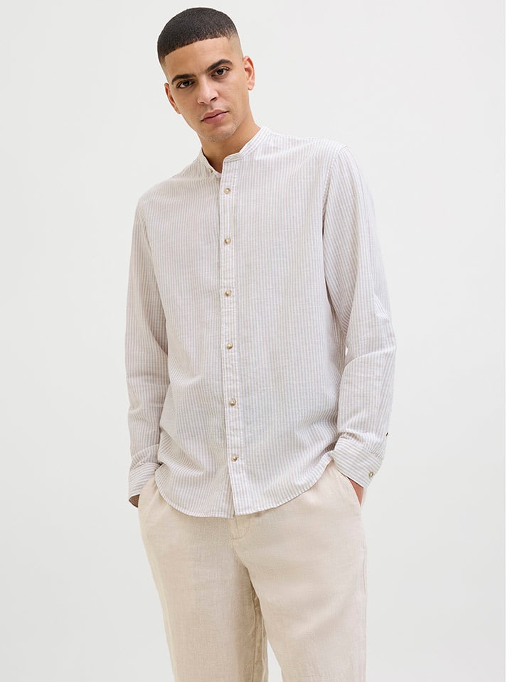 Jack & Jones Hemd - Regular fit - in Weiß/ Beige günstig kaufen