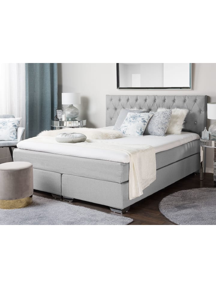Beliani Boxspring Bett DUCHESS in Grau/Silber - (W) 191 x (H) 112 x (L) 211 cm günstig kaufen onesize