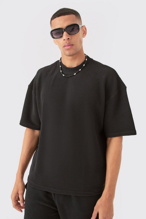 Kastiges strukturiertes Oversize T-Shirt