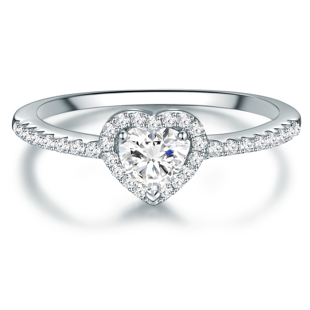 Trilani Bague en argent Coeur Argent sterling Oxyde de zirconium (CZ) en Argent Bague