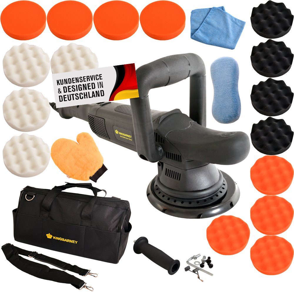 PROMAFIT Exzenter Poliermaschine Poliermaschine 810 W 15mm Hub (M), 1650 min. U/min, 4800 max. U/min, (Set, M), ohne Akku und Ladegerät, Poliermaschine für Rechts- und Linkshänder