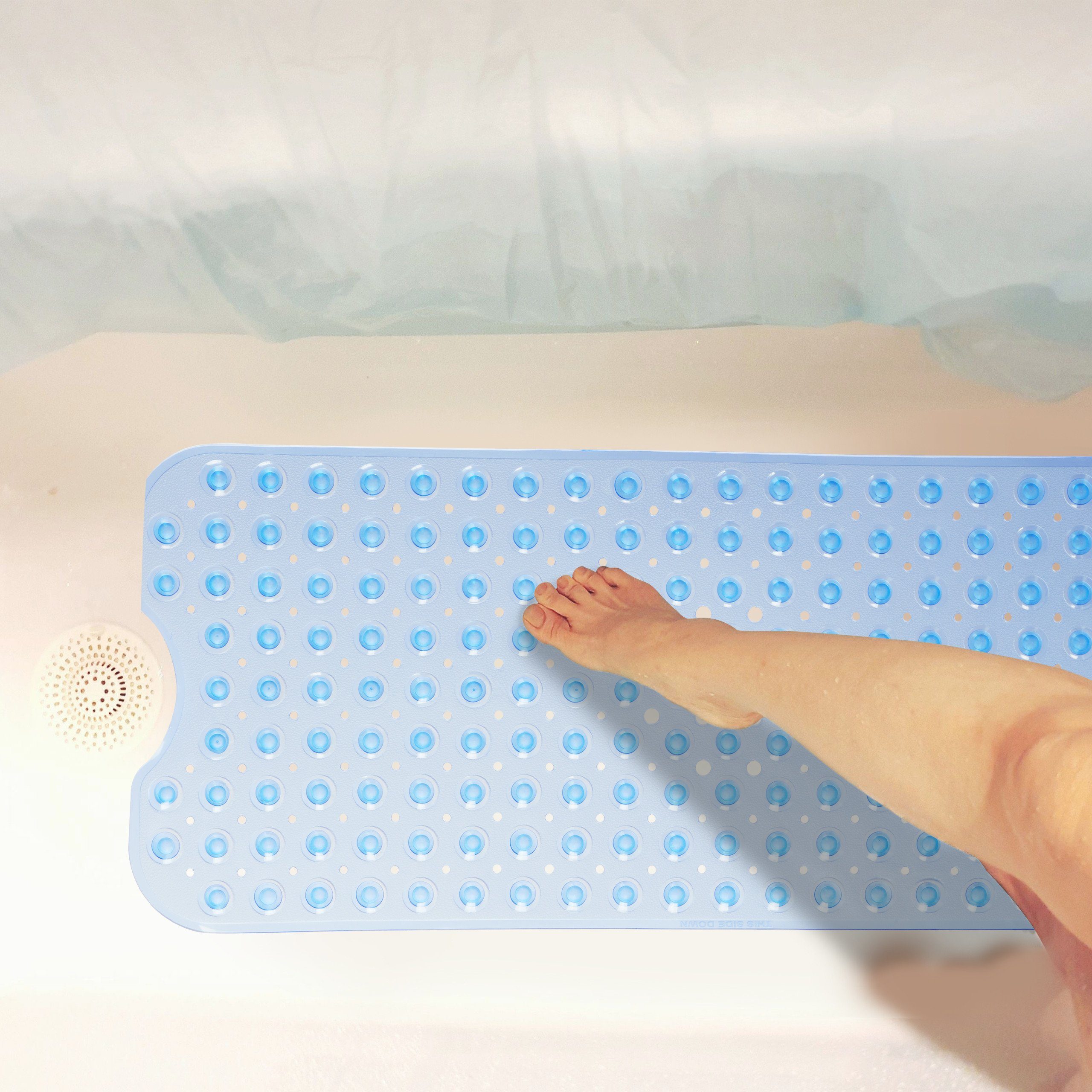 Duschmatte Badewannenmatte XXL relaxdays, Höhe 7 mm, Kunststoff, Transparent