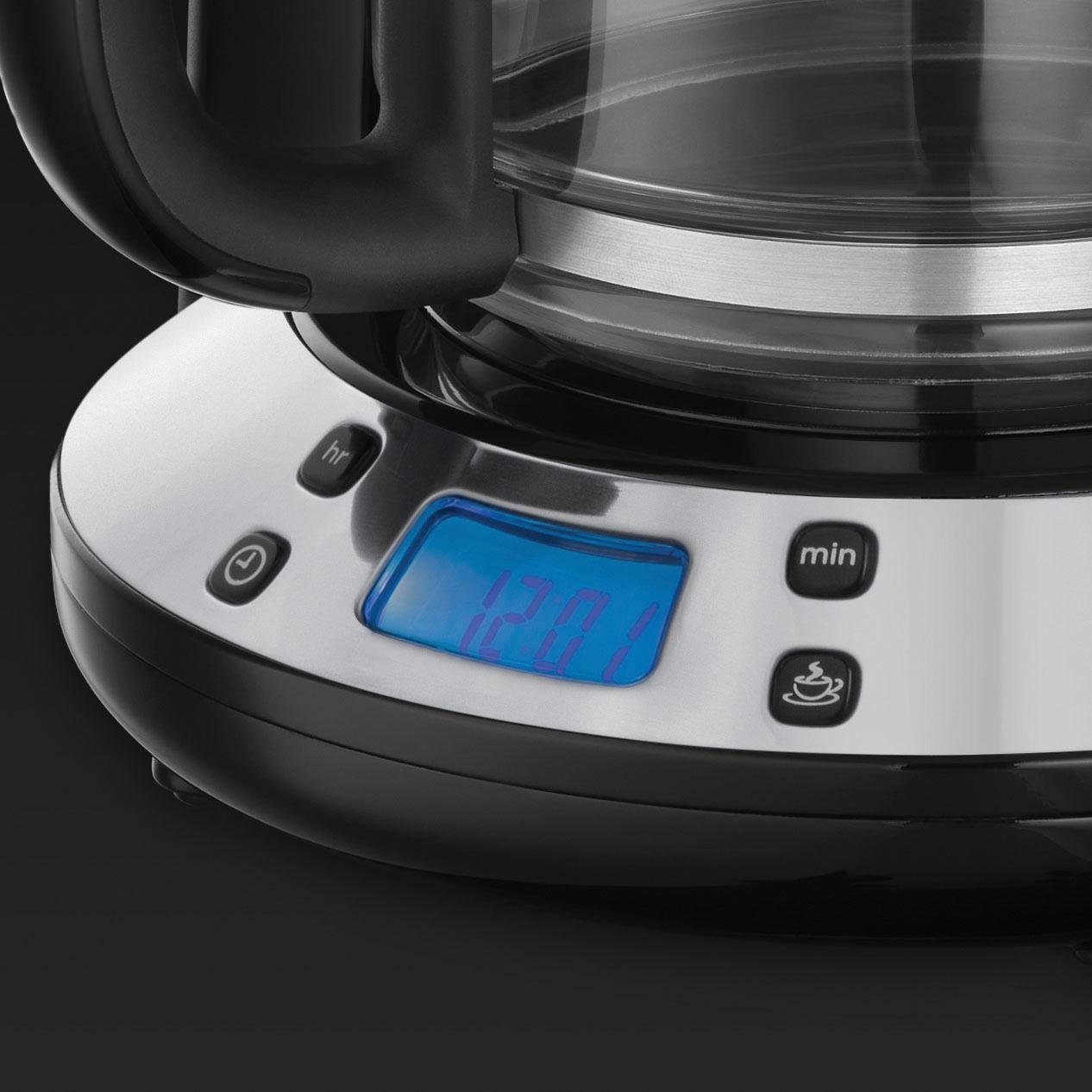 RUSSELL HOBBS Filterkaffeemaschine Colours Plus+ Flame Red 24031-56, 1,25l Kaffeekanne, Papierfilter 1x4