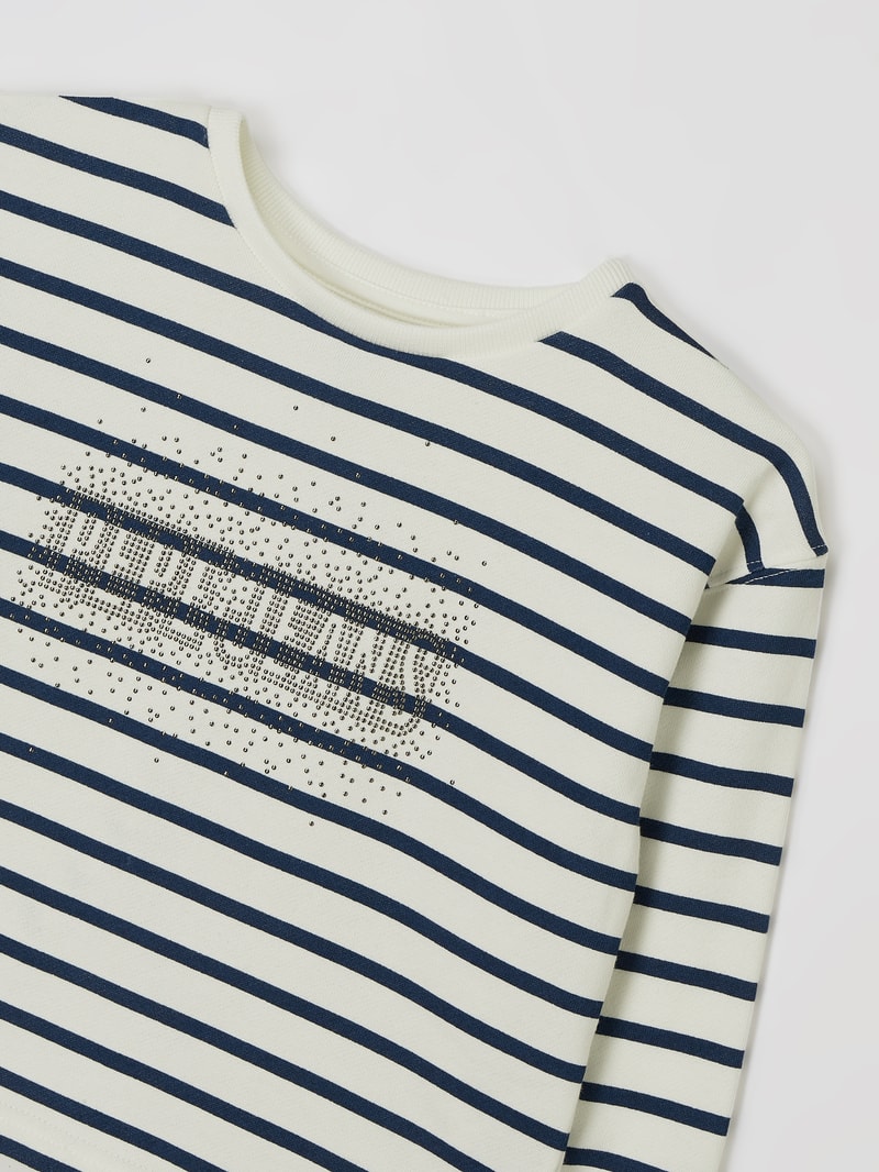 Sweatshirt mit Streifenmuster in offwhite
