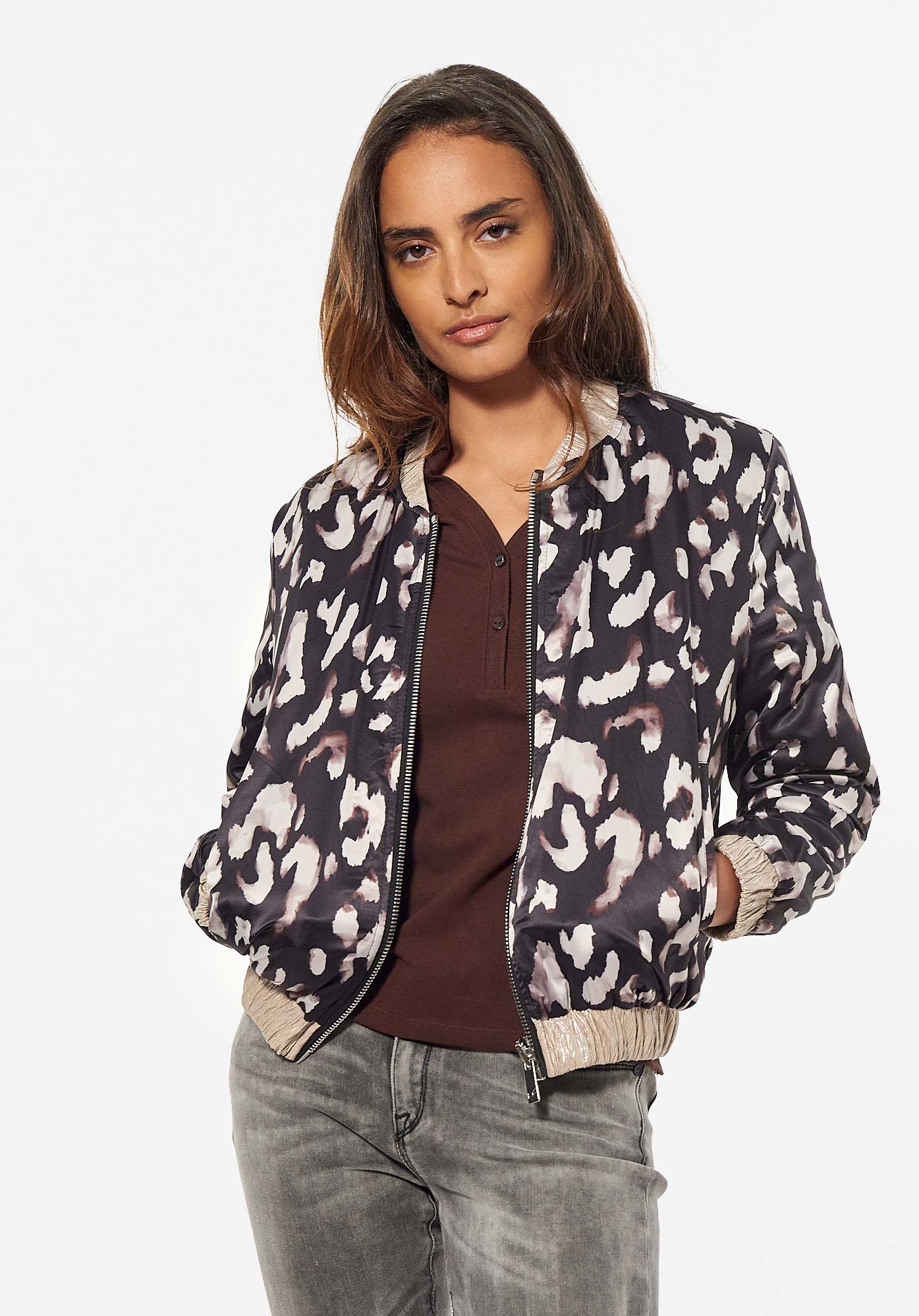 DEAL   Veste réversible fleurie et effet léopard Femme
