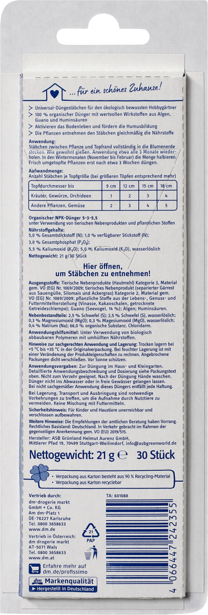 Düngestäbchen nature, 30 St