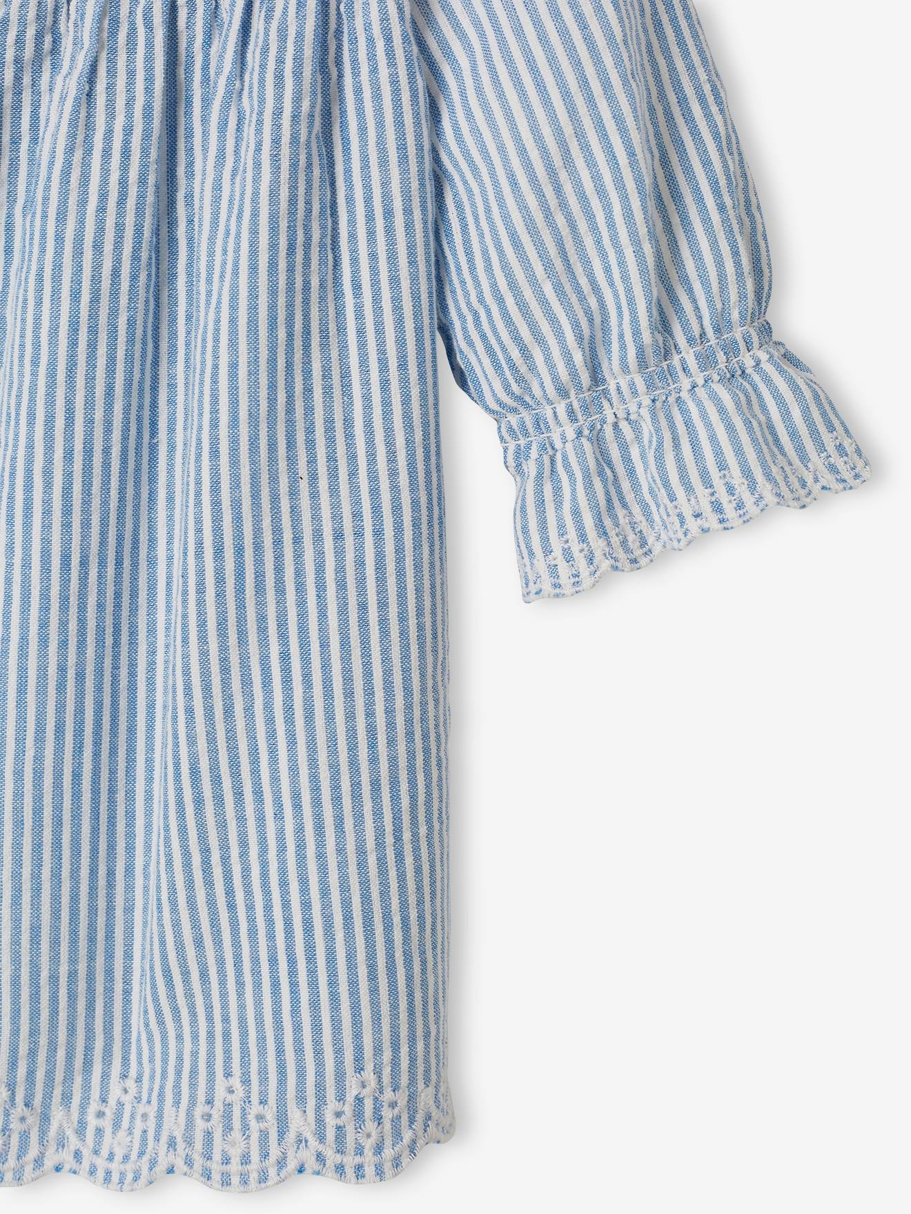 Robe bébé en seersucker bleu glacier