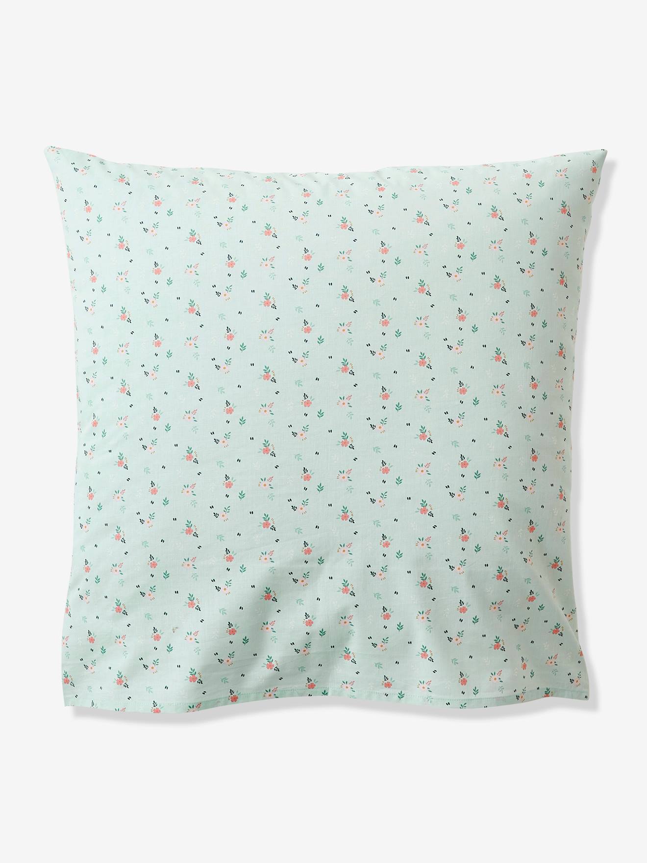 Parure housse de couette + taie d'oreiller enfant Bio Collection FLOREALE ecru/bleu grisé