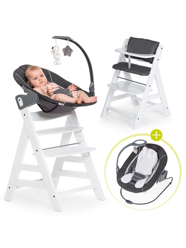 Hauck Alpha Plus Weiß Newborn Set Deluxe - 4-tlg. Hochstuhl in weiss,grau günstig kaufen onesize