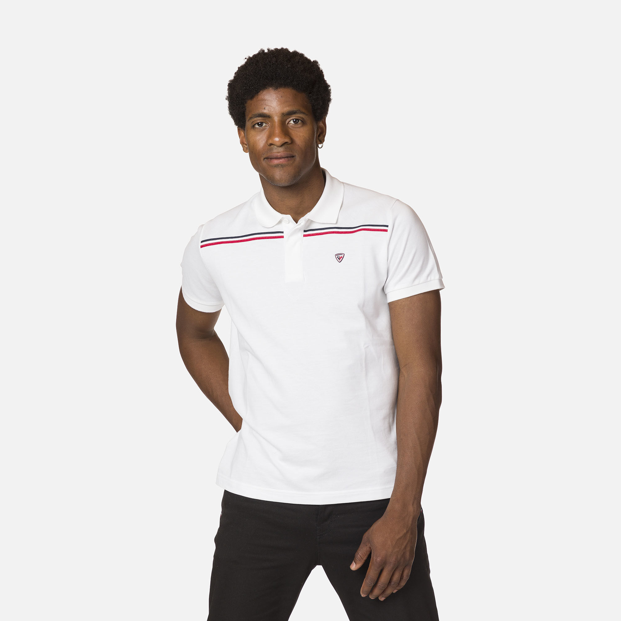 Polo logo avec rayure homme