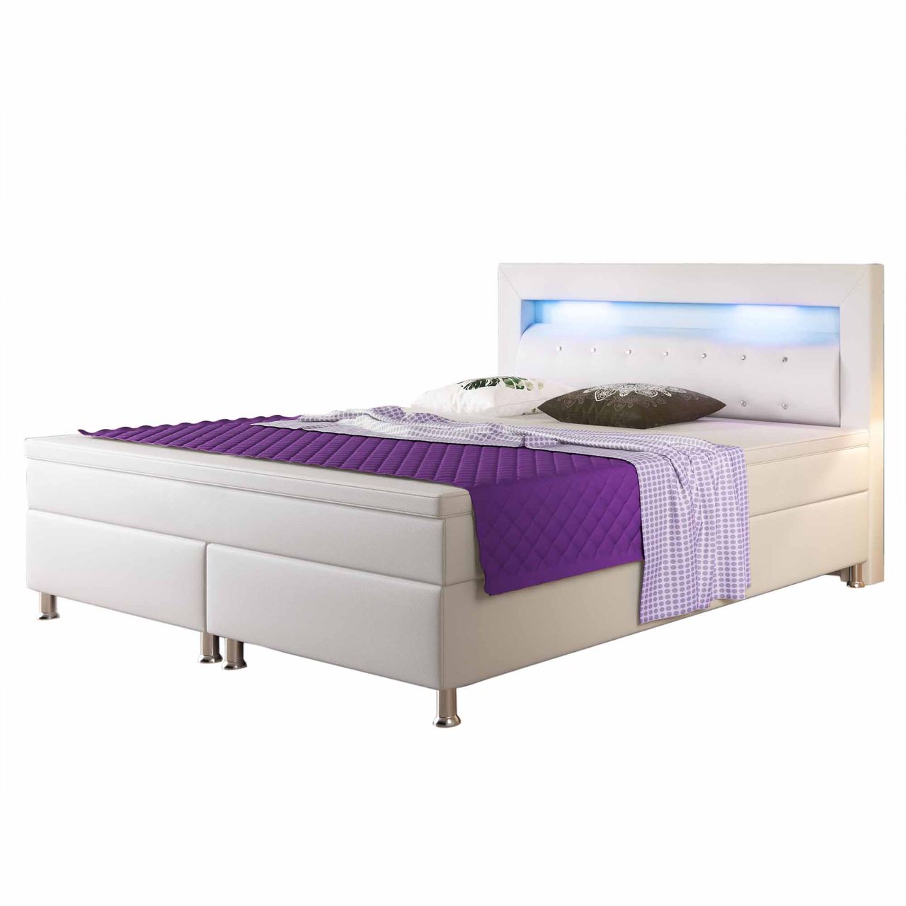 IHG Boxspringbett Monaco 180x200 cm Kunstleder Weiss