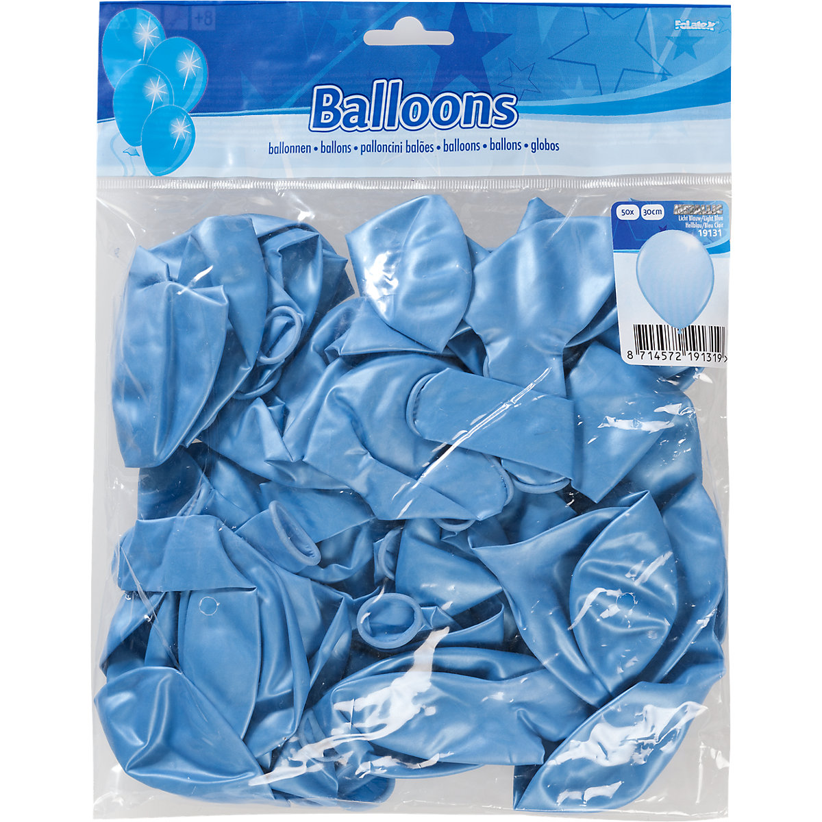 Luftballons metallic hellblau 30 cm, 50 Stück