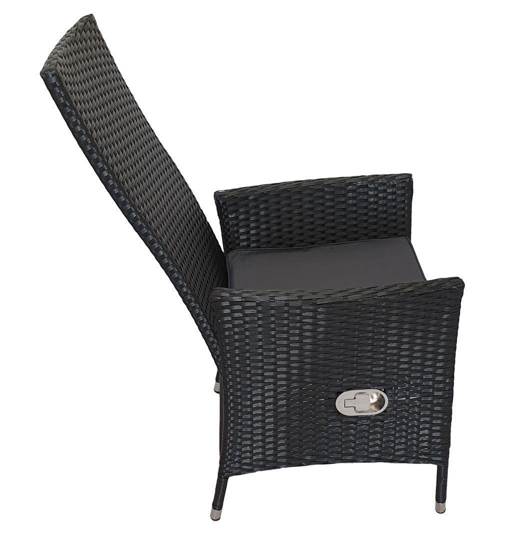 KMH Gartenstuhl 2er Set Polyrattan Hochlehner TJORBEN schwarz (10