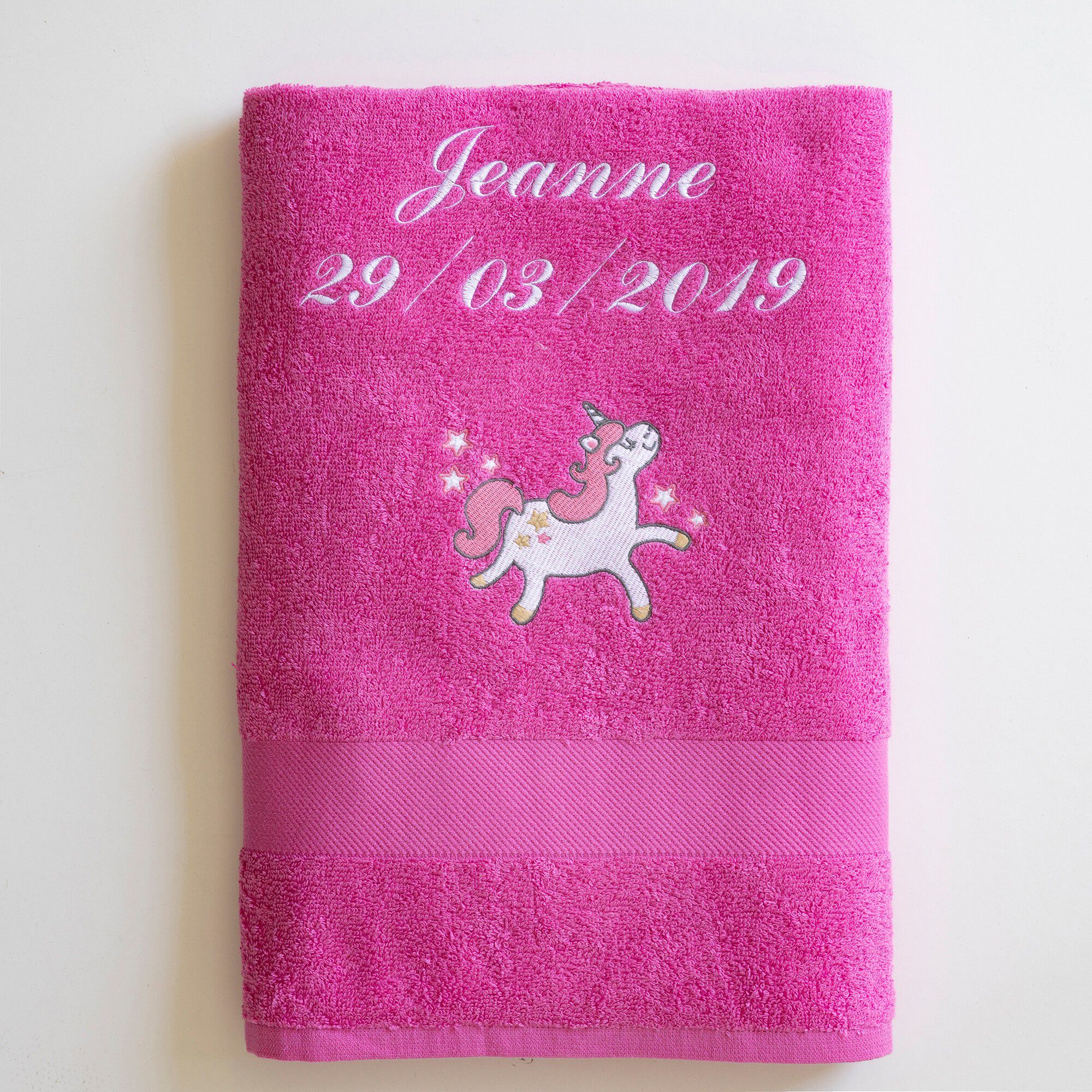 Collection éponge enfant brodée licorne personnalisable coton