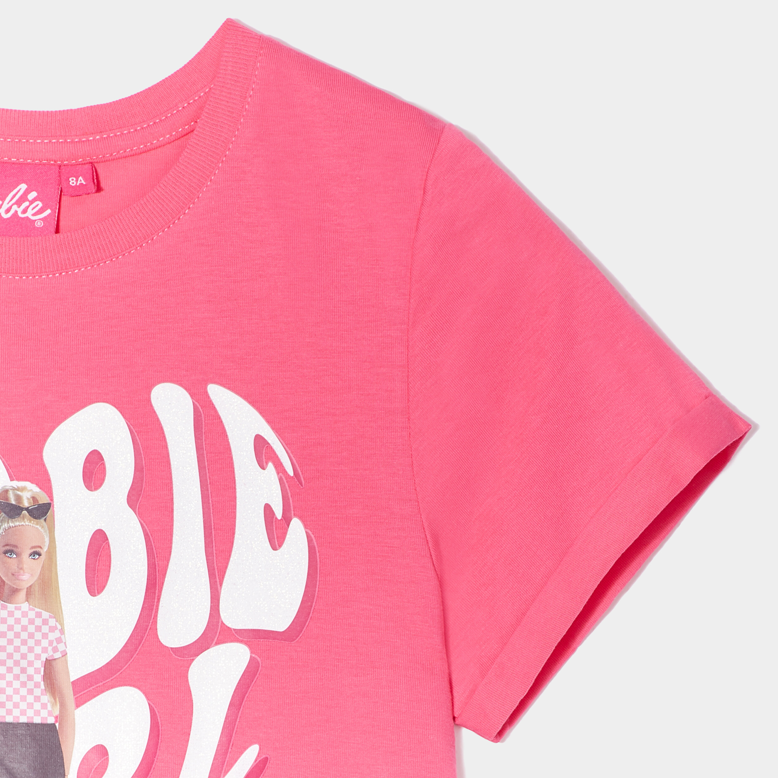 T-shirt manches courtes coton Barbie rose fushia fille | La Halle