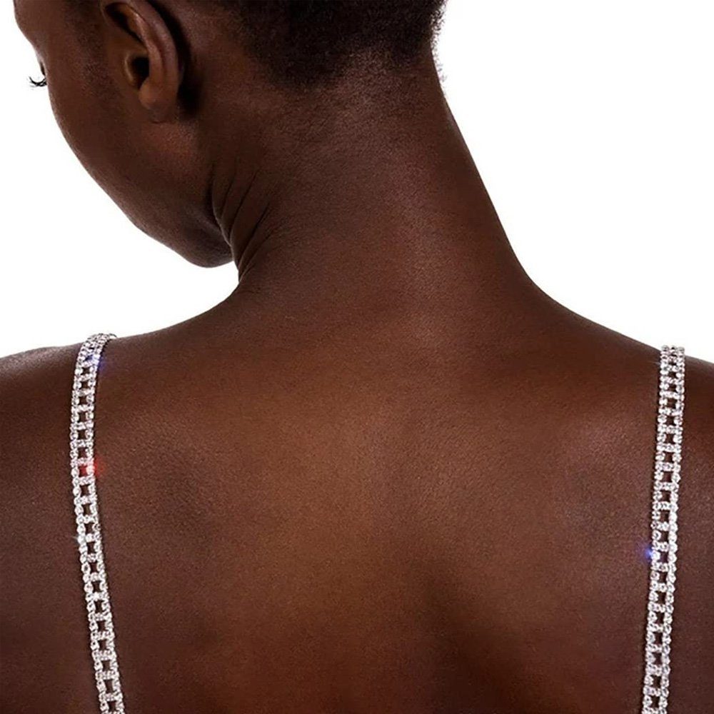 Tian Dee BH-Träger Damen BH-Träger Glitzernd Strass Silber BH Schultergurt (2 Stück)