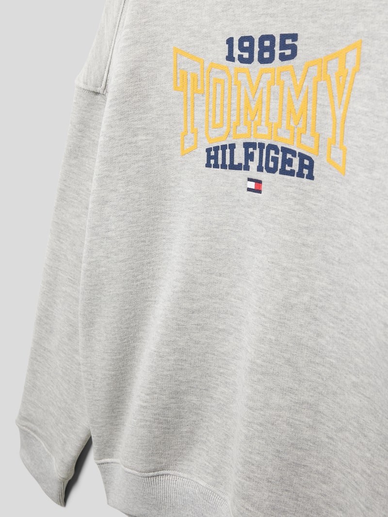 Sweatshirt mit Label-Details Modell 'VARSITY' in mittelgrau meliert
