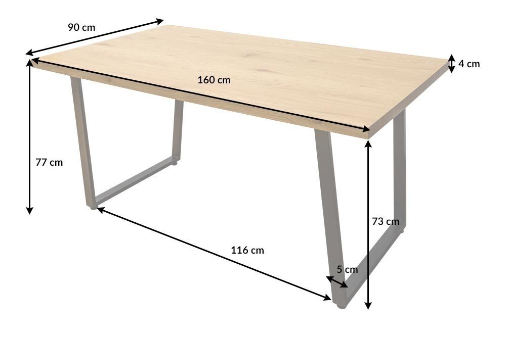riess-ambiente Esstisch LOFT 160cm natur / schwarz (Einzelartikel, 1-St), Holzwerkstoff · Metall · Eichen-Optik · Industrial