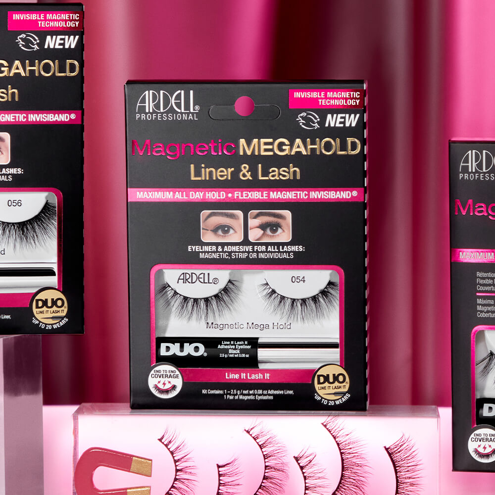 Ardell Faux-Cils Magnétique MegaHold n°54 aveccolle/feutre eyeliner Duo 2,5g Faux-Cils Magnétiques en frange réutilisables, avec colle/feutre eyeliner inclus