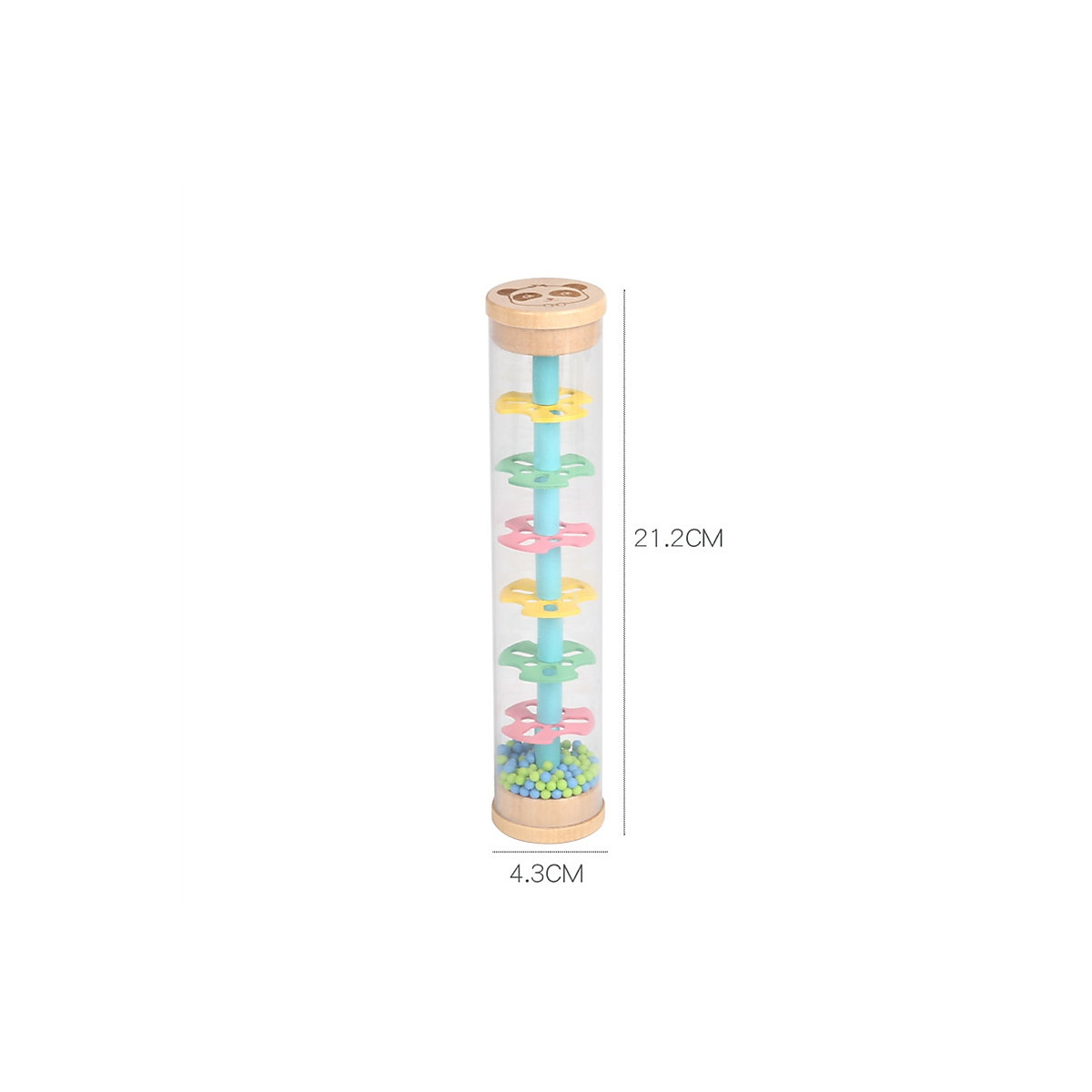 1PCS Rain Sound Tube Musik Früherziehung Musikinstrument Spielzeug 1PCS Regenbogenstab aus Holz für Kinder, simuliert Regengeräusche, Sanduhr-Quietscher Rhythmusinstrumente